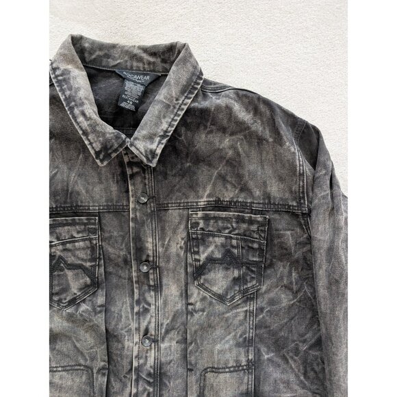 Mens RocaWear Denium Size 48 Black Grey Jacket Distressed Vintage RARE - Picture 6 of 15